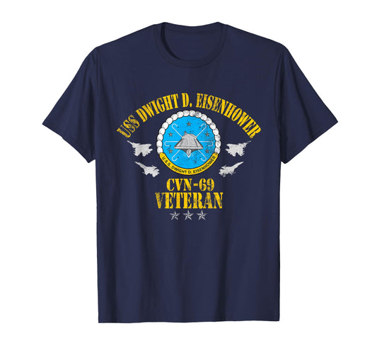 USS Dwight D. Eisenhower CVN-69 Veteran Patriotic Flag T-Shirt