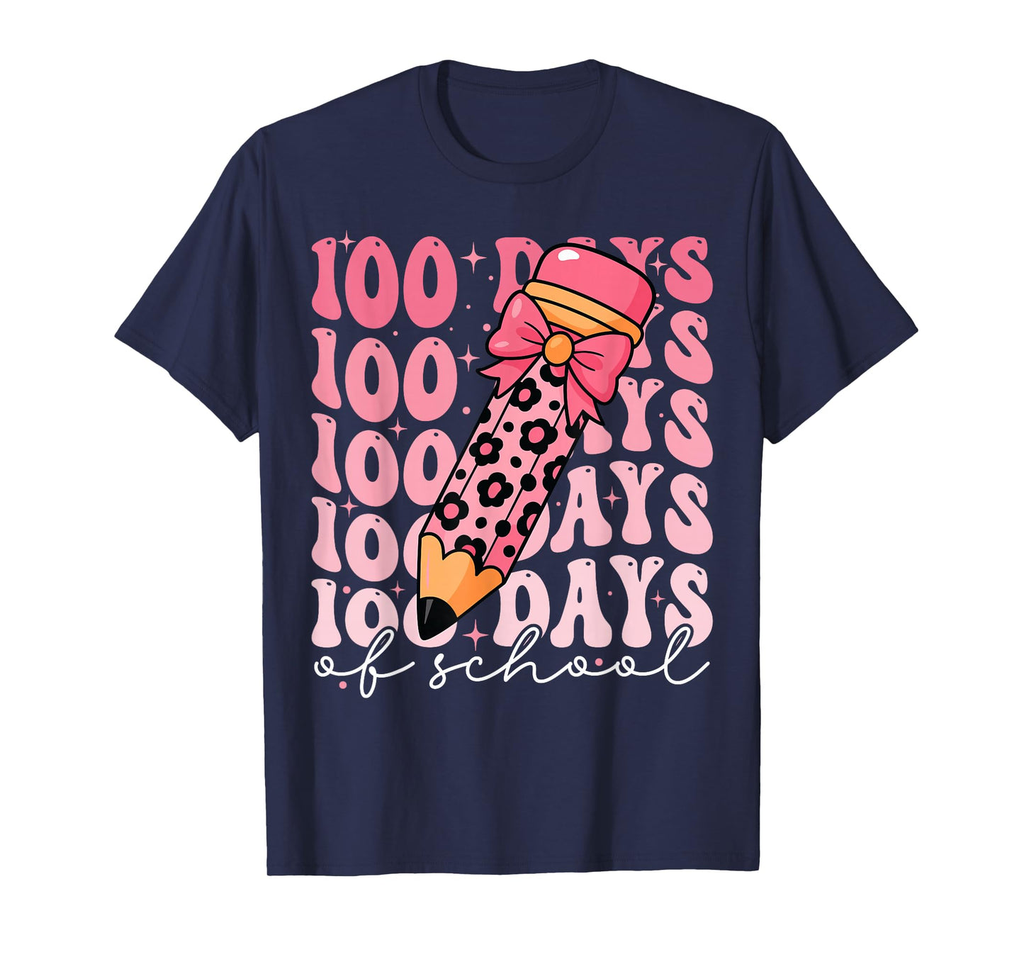 100 Days of School Pink Preppy 100th Day of School Girls T-Shirt
