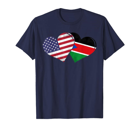 Vintage South Sudan - American Flag Heart T-Shirt