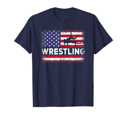 American Flag Wrestling Funny Wrestle Wrestler Men Women T-Shirt