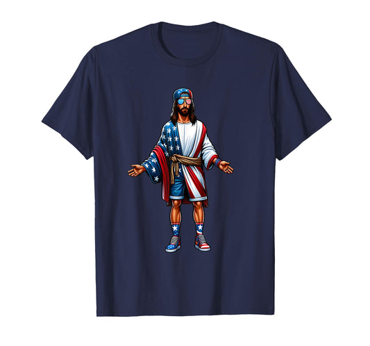 Love Jesus and America Too USA Flag July 4 Christian Church T-Shirt