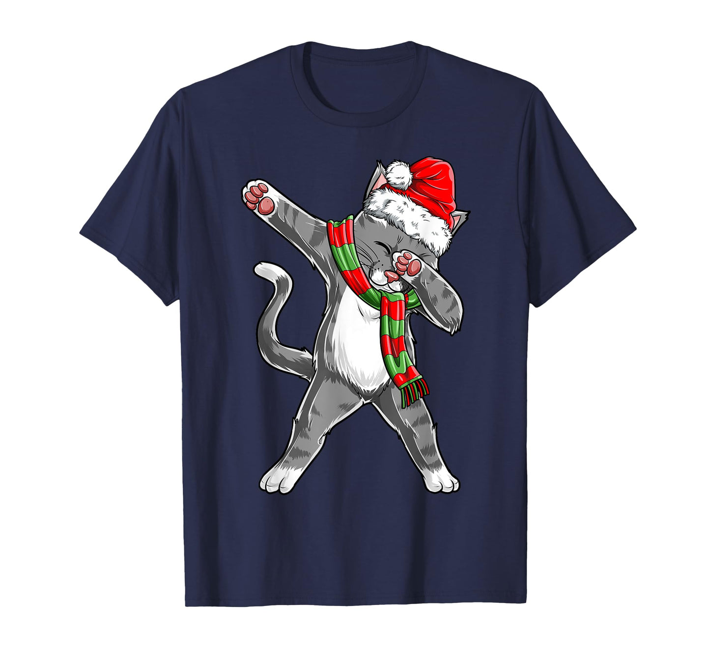 Dabbing Cat Santa Christmas Gift Kids Boys Girls Catmas Xmas T-Shirt