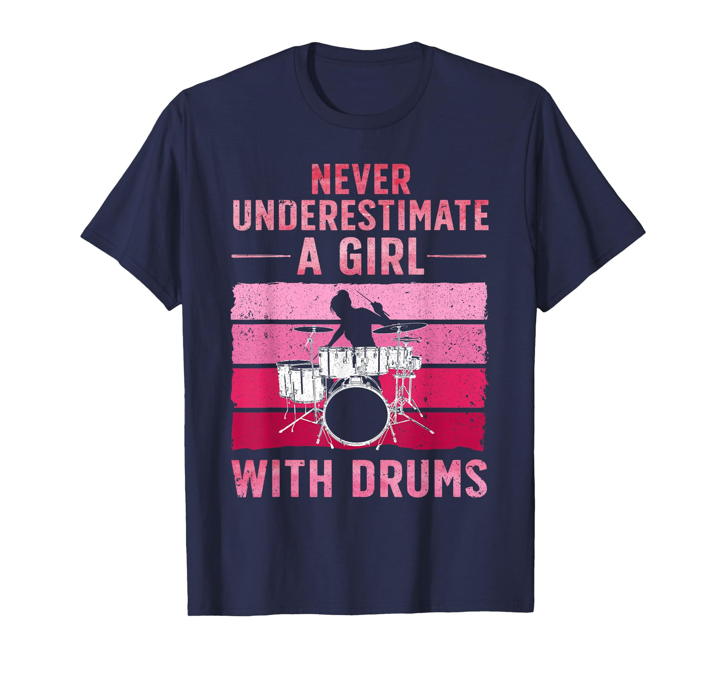 Funny Drummer Art for Girls Women Drumming Drum Set Drummer T-Shirt