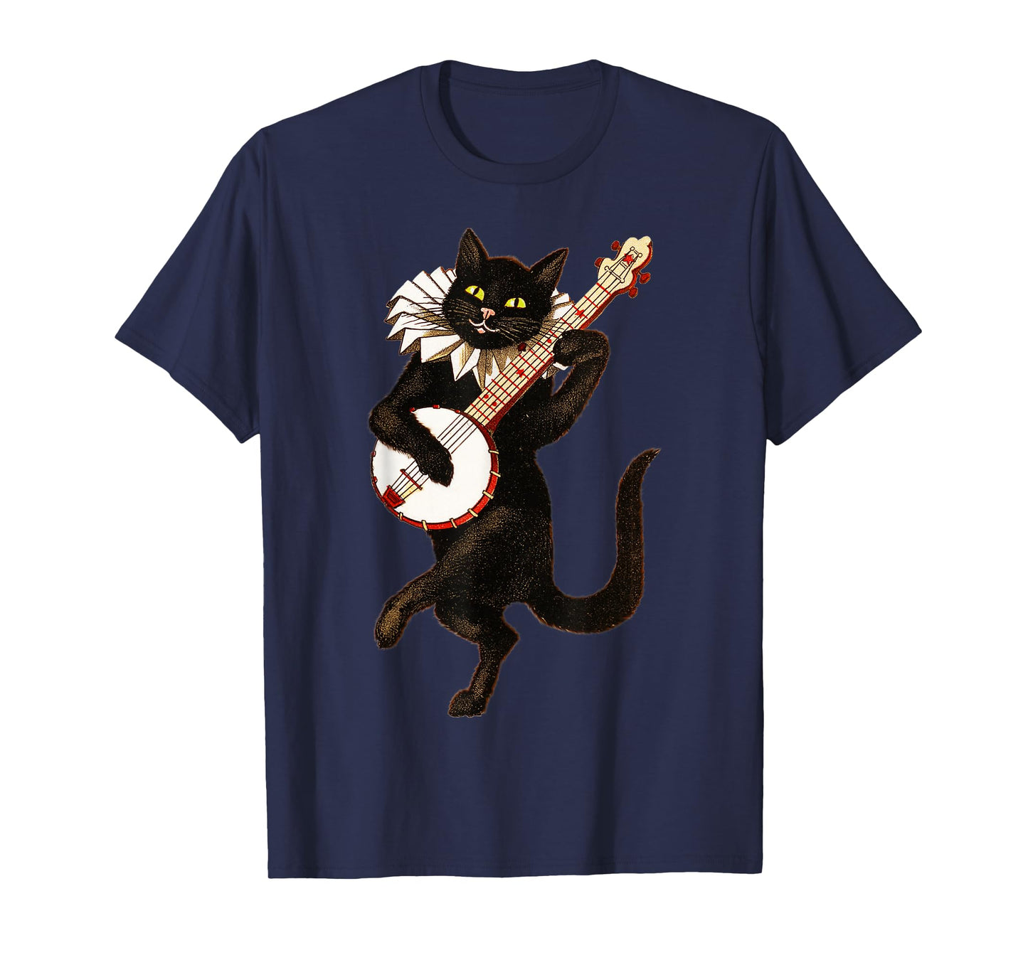 Vintage Silly Weird Cat Playing Banjo Country Cat Lover T-Shirt