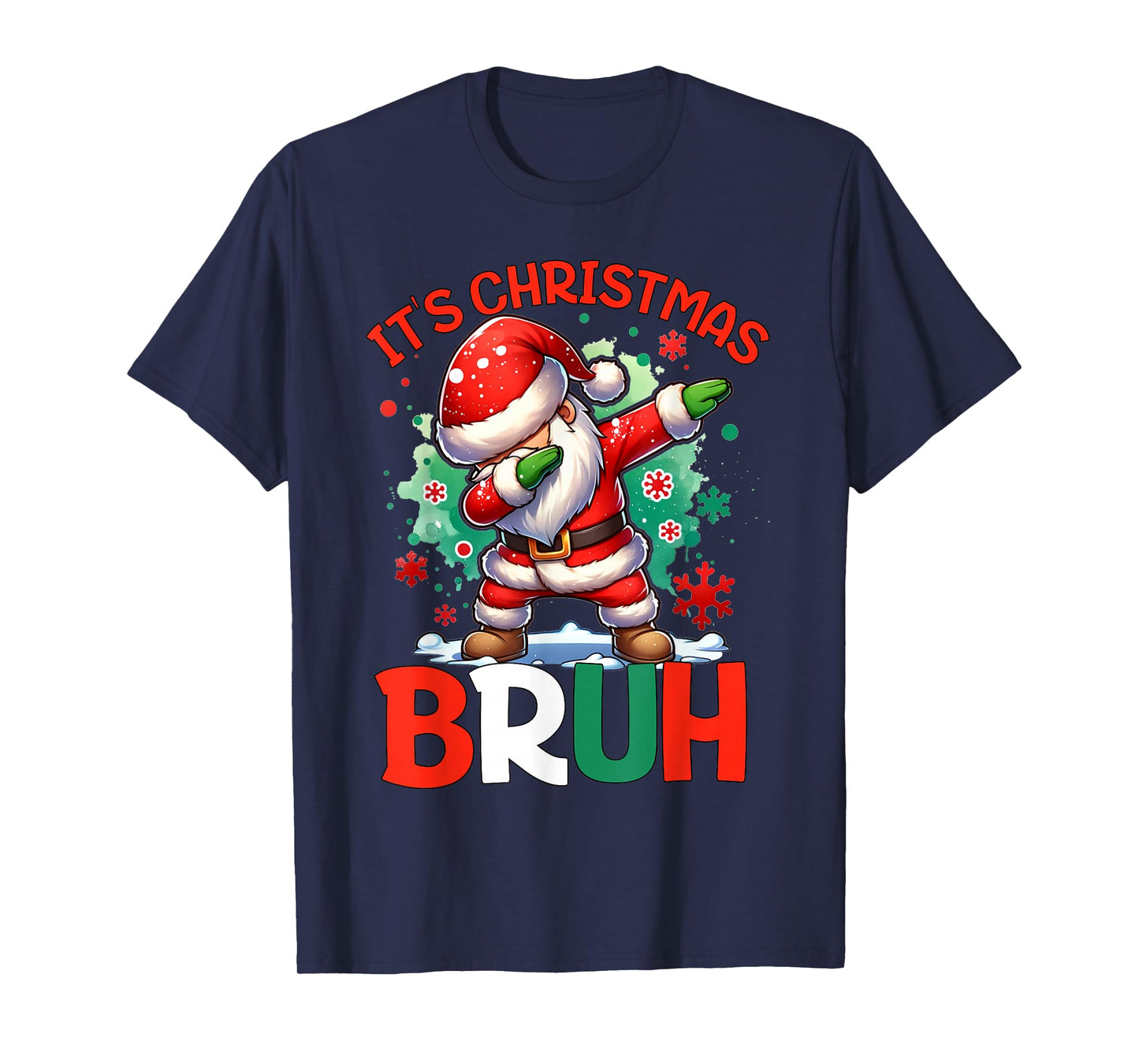 Bruh Dabbing Funny Christmas Holiday Santa Claus Xmas Boys T-Shirt