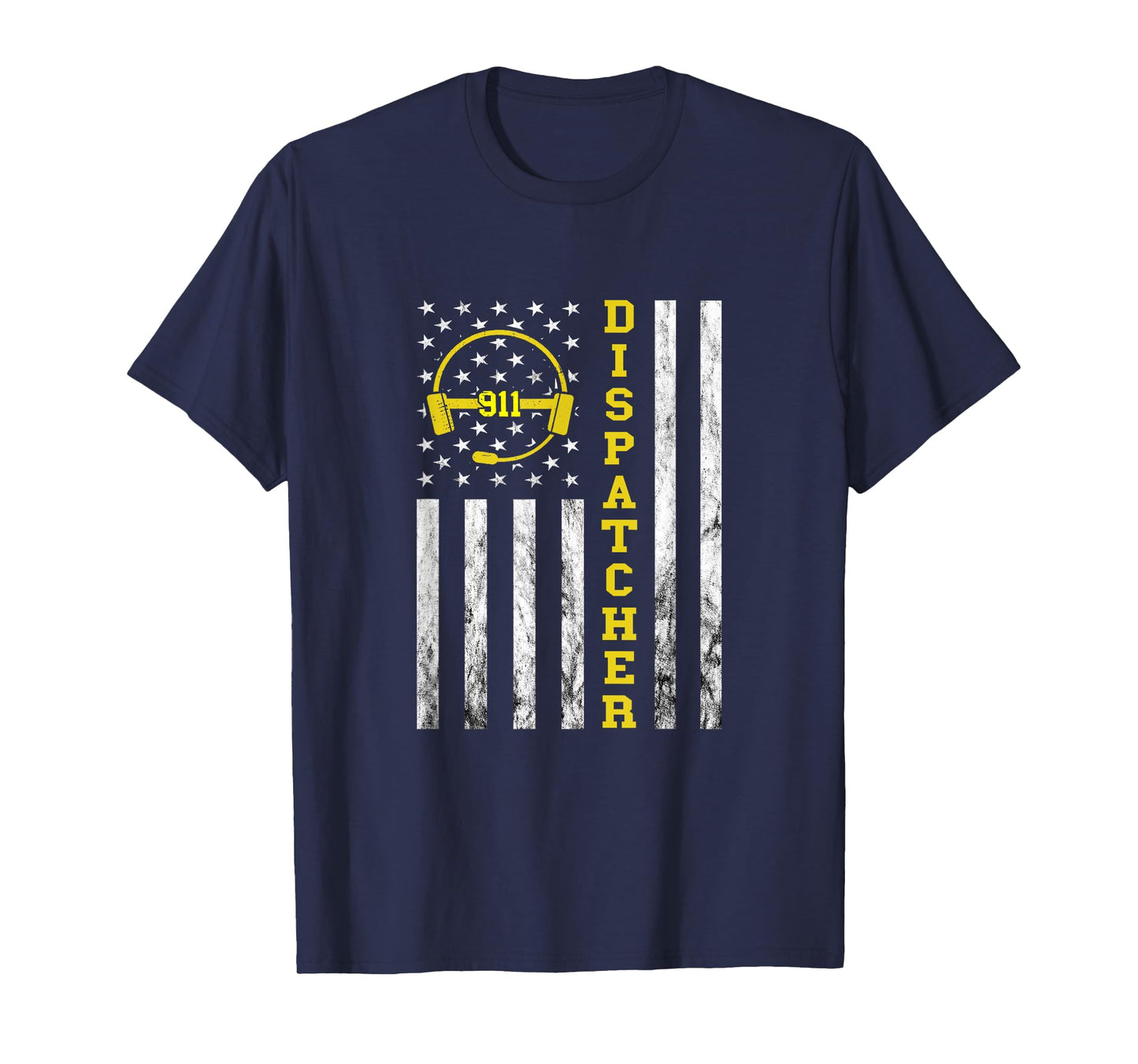 Dispatcher Vintage America USA Flag Headset 911 Operator T-Shirt Small