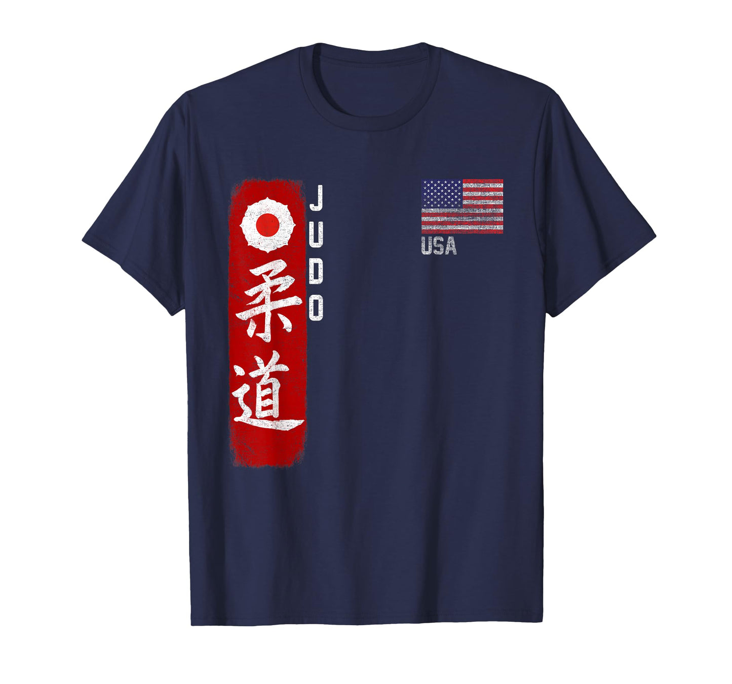 Judo USA American Flag Judoka Dojo Martial Art America Kanji T-Shirt