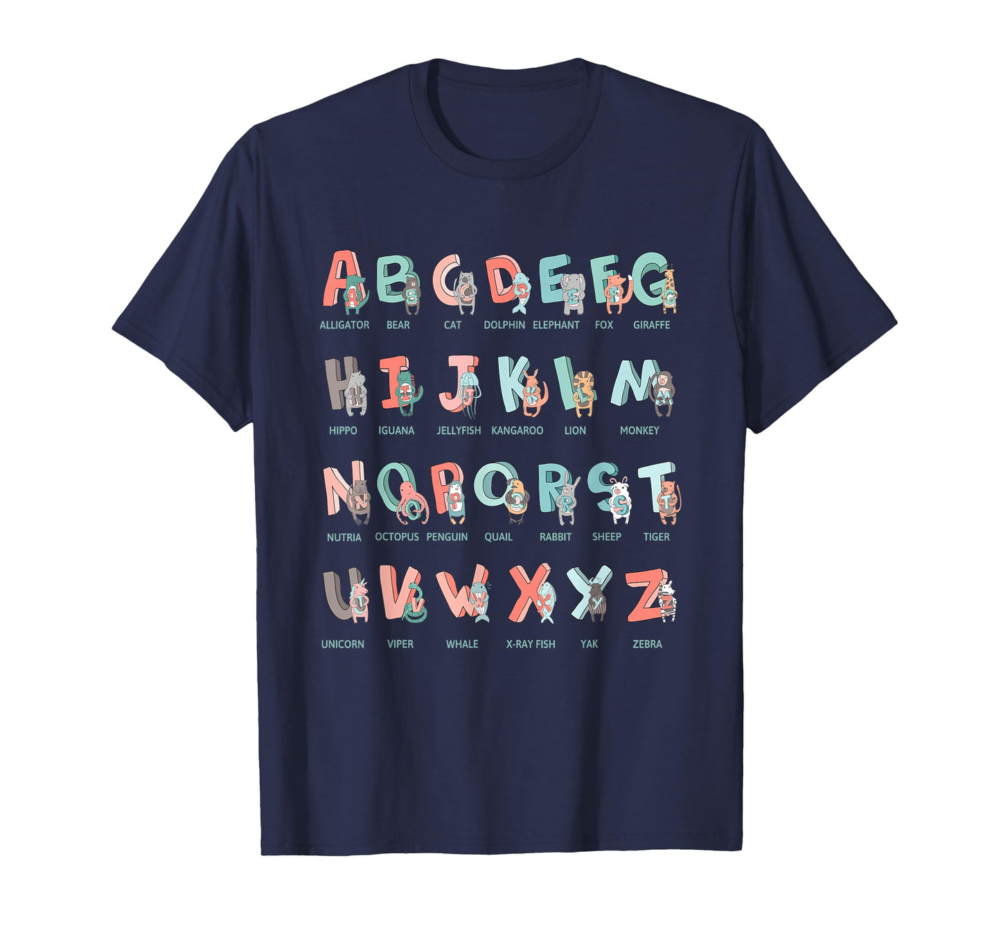 Alphabet Animals I School Beginner Students Children Girls Boys T-Shirt