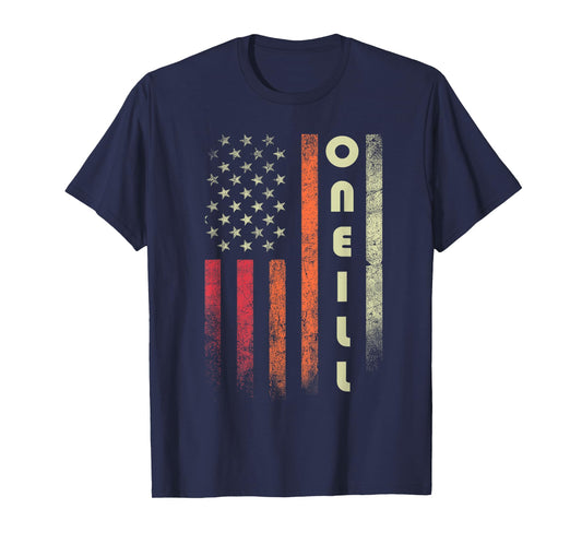 Oneill Surname Funny Retro Vintage Birthday American Flag T-Shirt