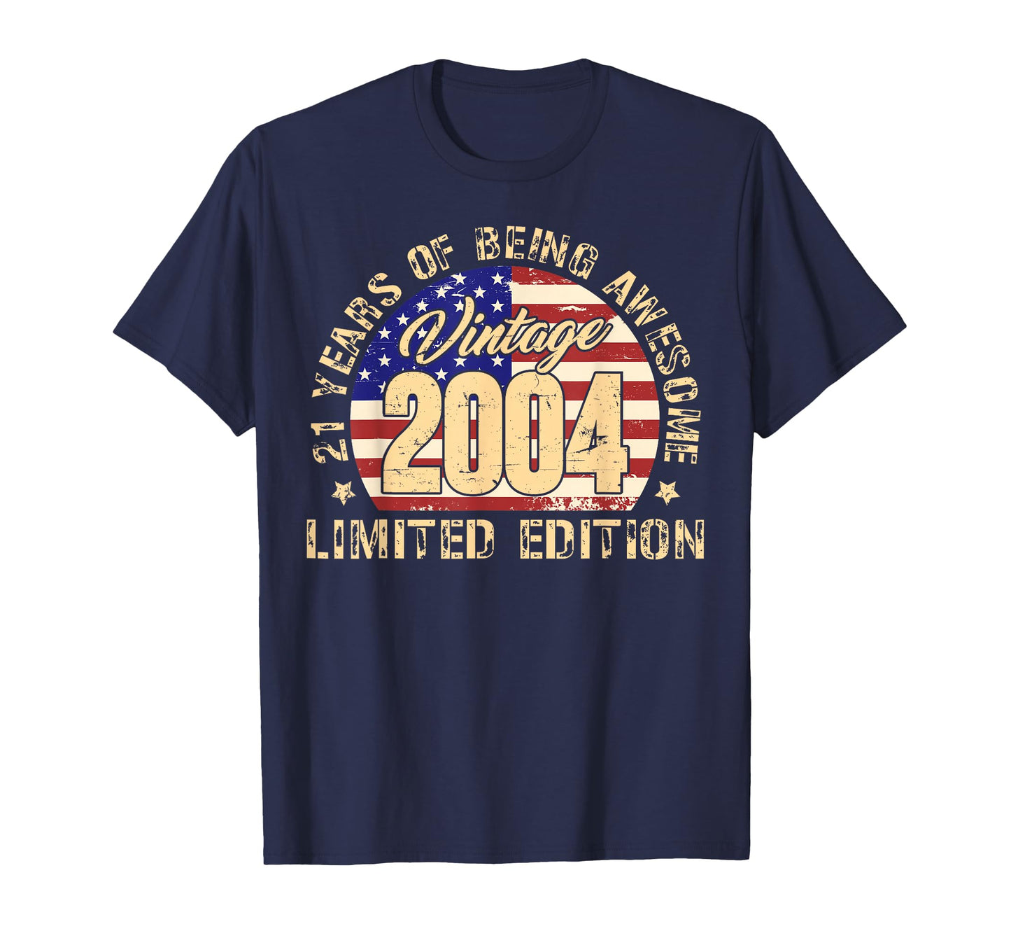 21 Year Old Bday USA Flag Men Boy 21yr 2004 21st Birthday T-Shirt