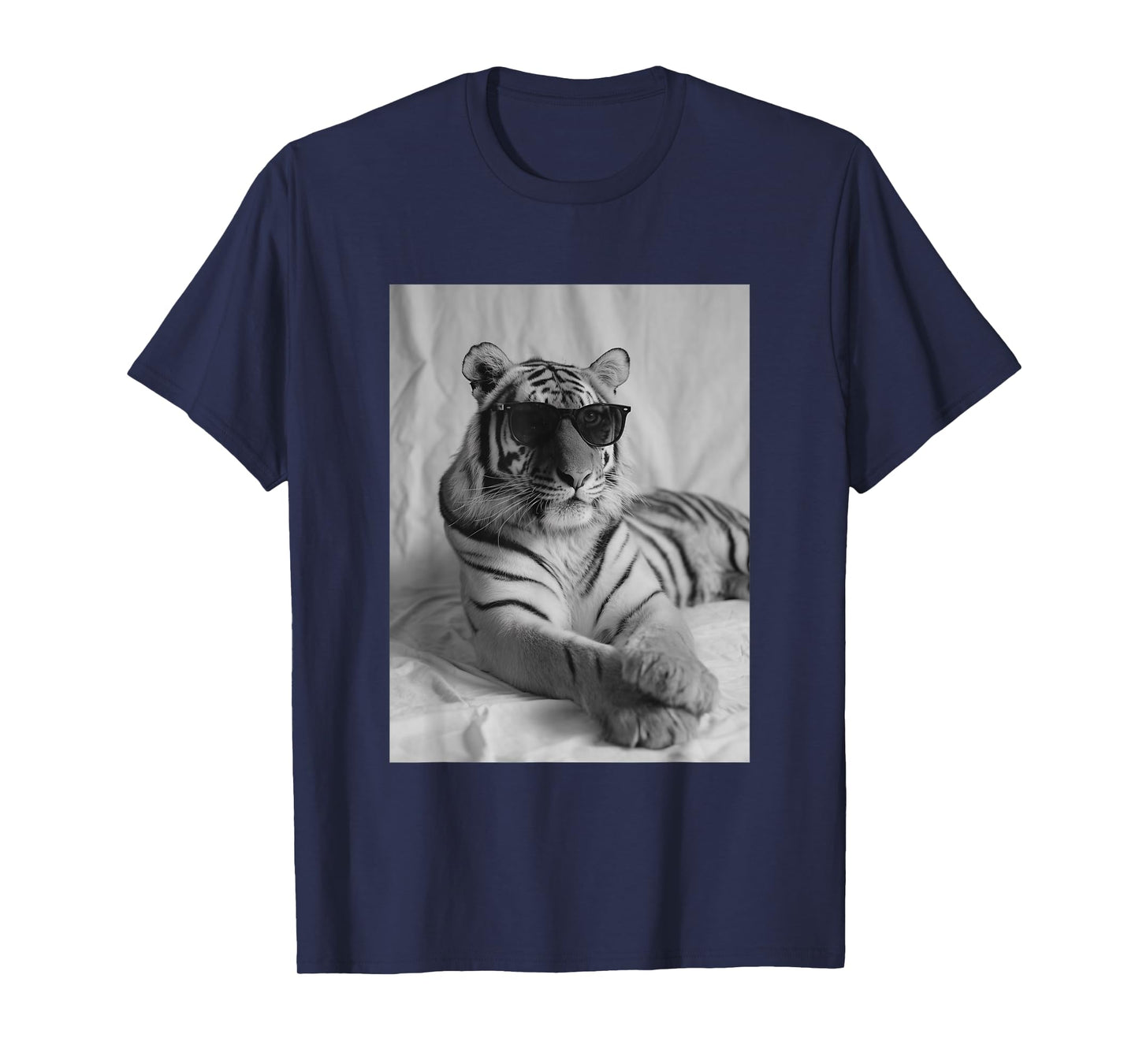 Cute Tiger with Sunglasses Stylish Feline Animal Photography T-Shirt