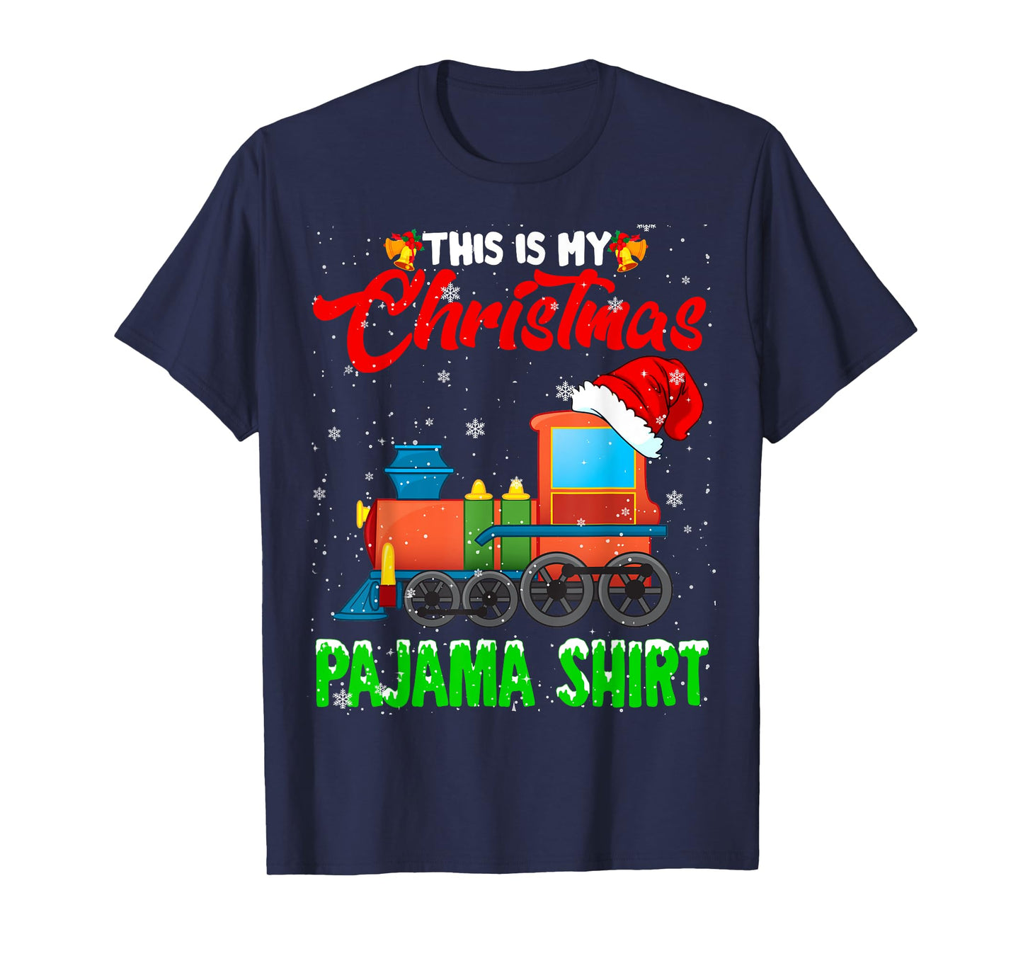 Christmas Pajama Funny Santa Train Farmer Kids Christmas T-Shirt
