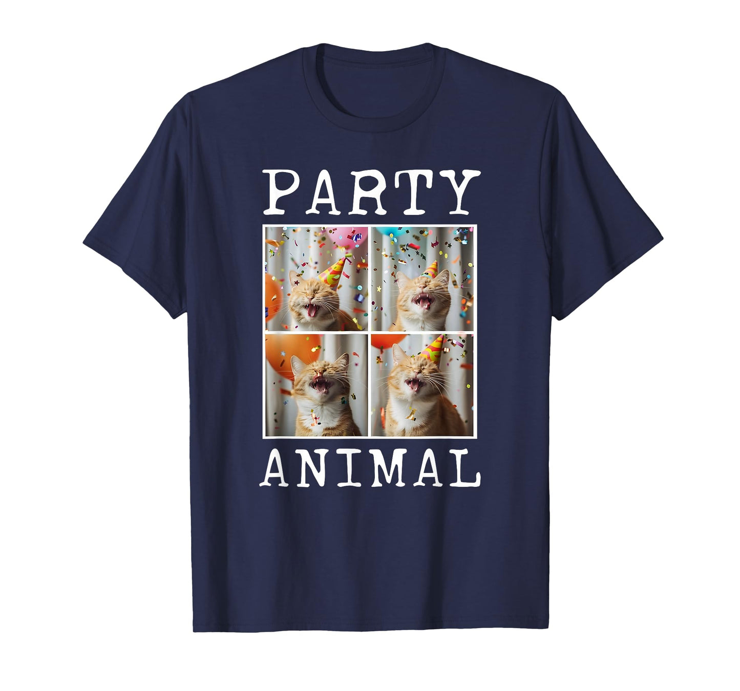 Cat Lover Animal Themed Happy Cat Birthday T-Shirt, Small, Black