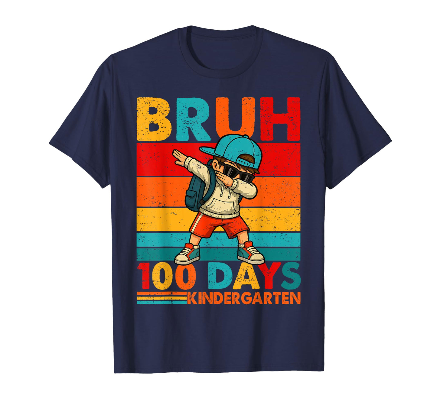 Bruh 100 Days Kindergarten Dabbing Boy 100th Day of School T-Shirt