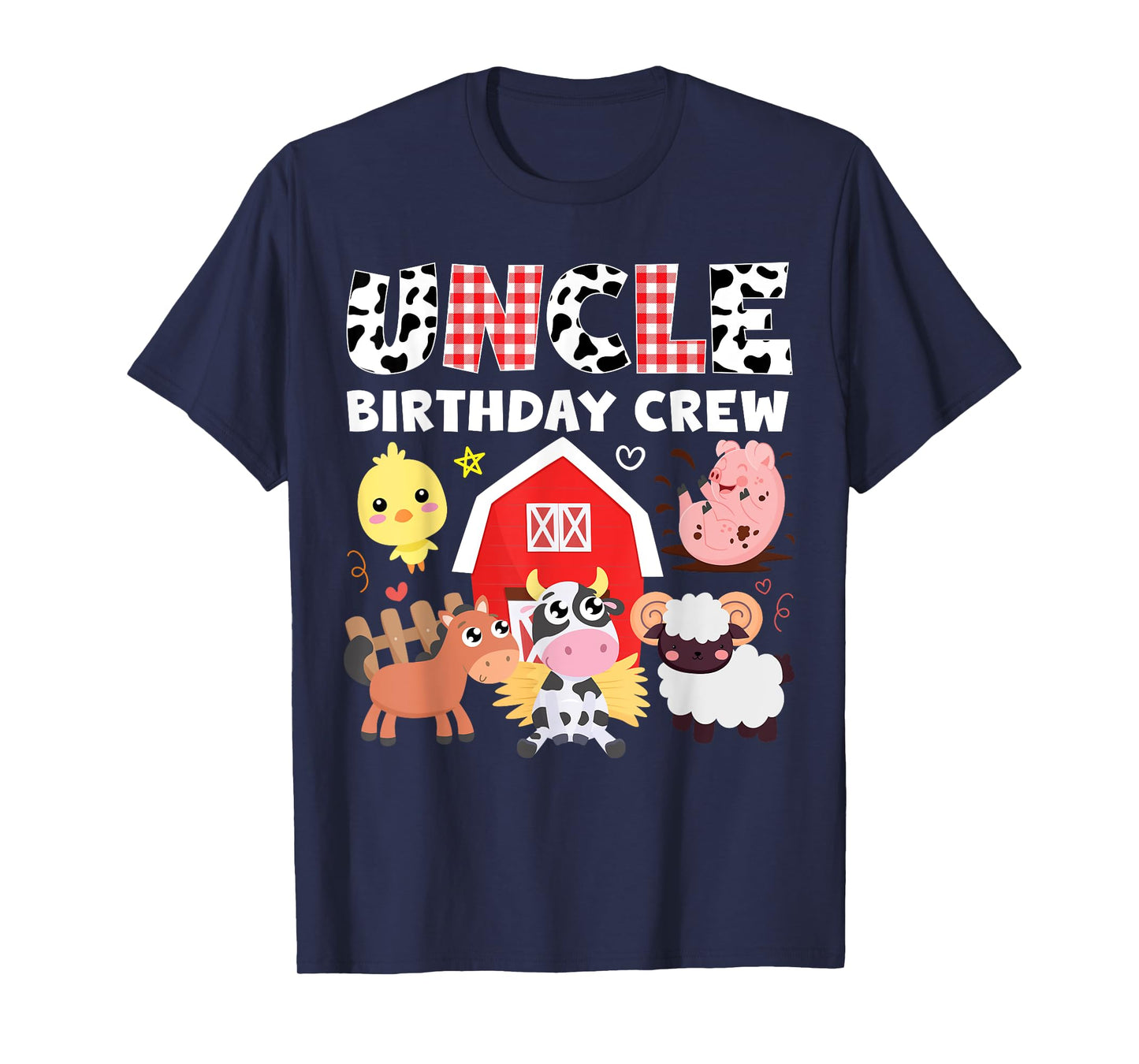 Cow Uncle Birthday Crew Farm Theme Animals Birthday Party T-Shirt