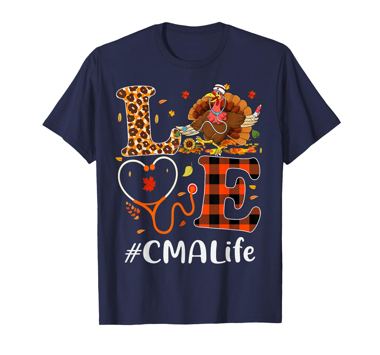 CMA Certified Medical Assistant Love Thanksgiving Leopard T-Shirt