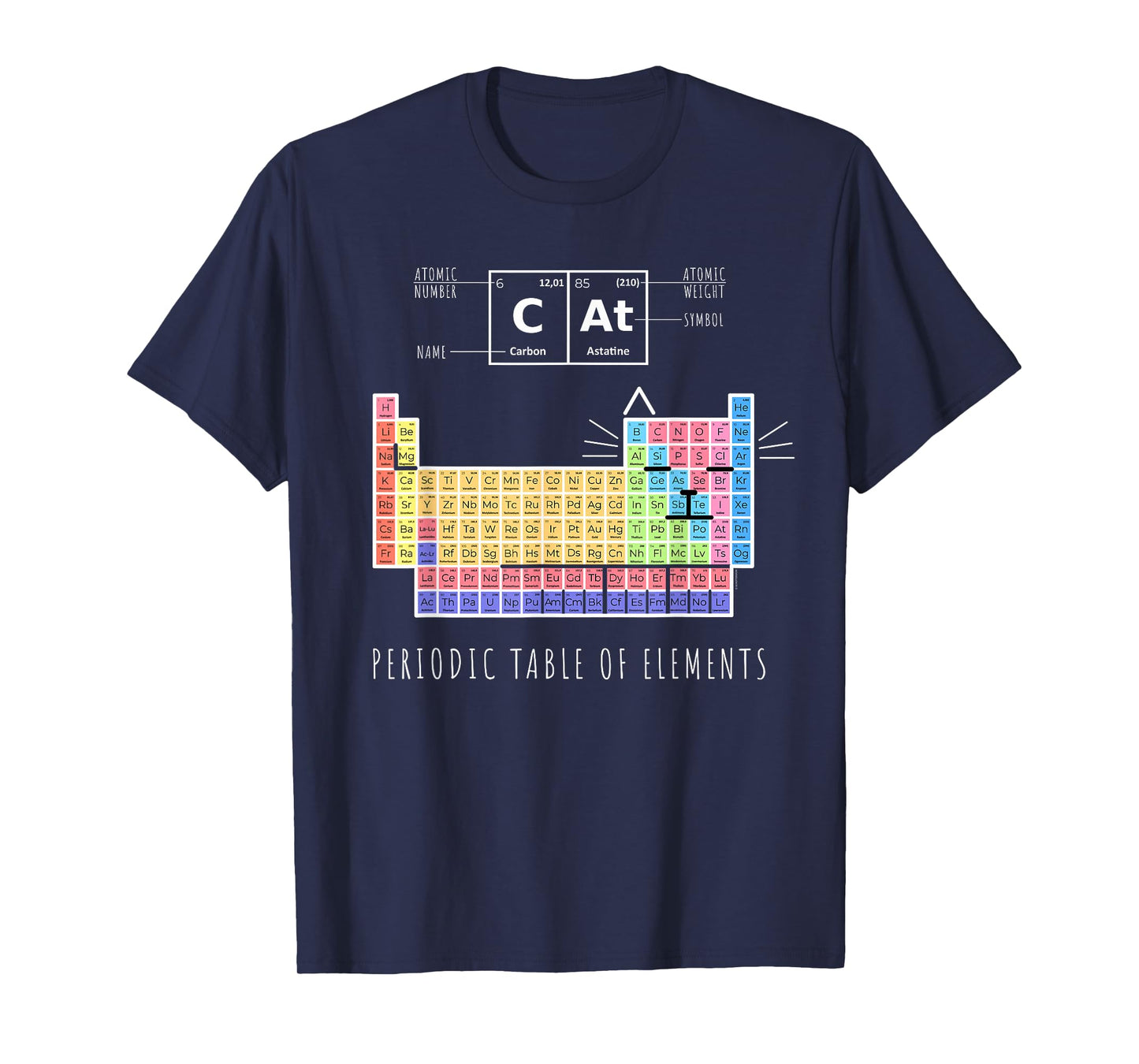 Chemistry Cat, Periodic Table Of Elements T-Shirt