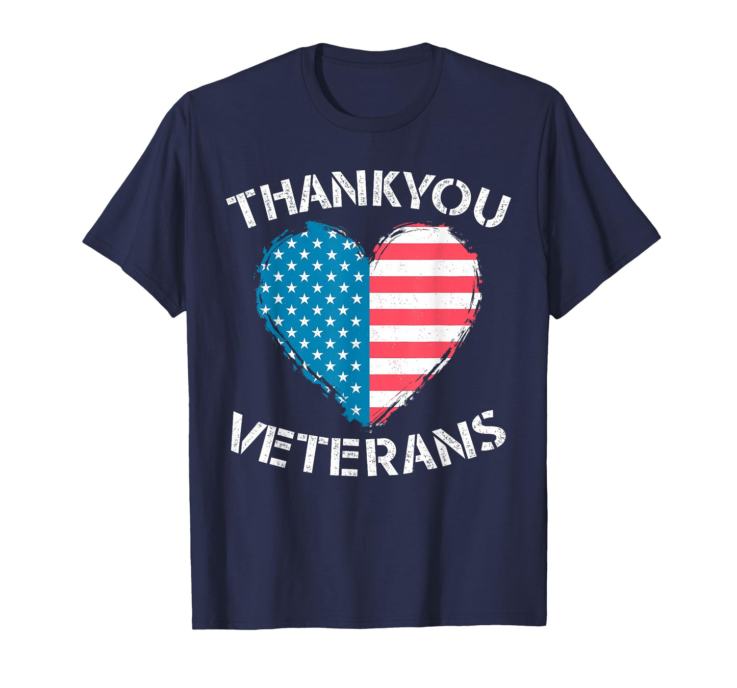 Thank You Veterans Heart American Flag Patriotic Men Women T-Shirt