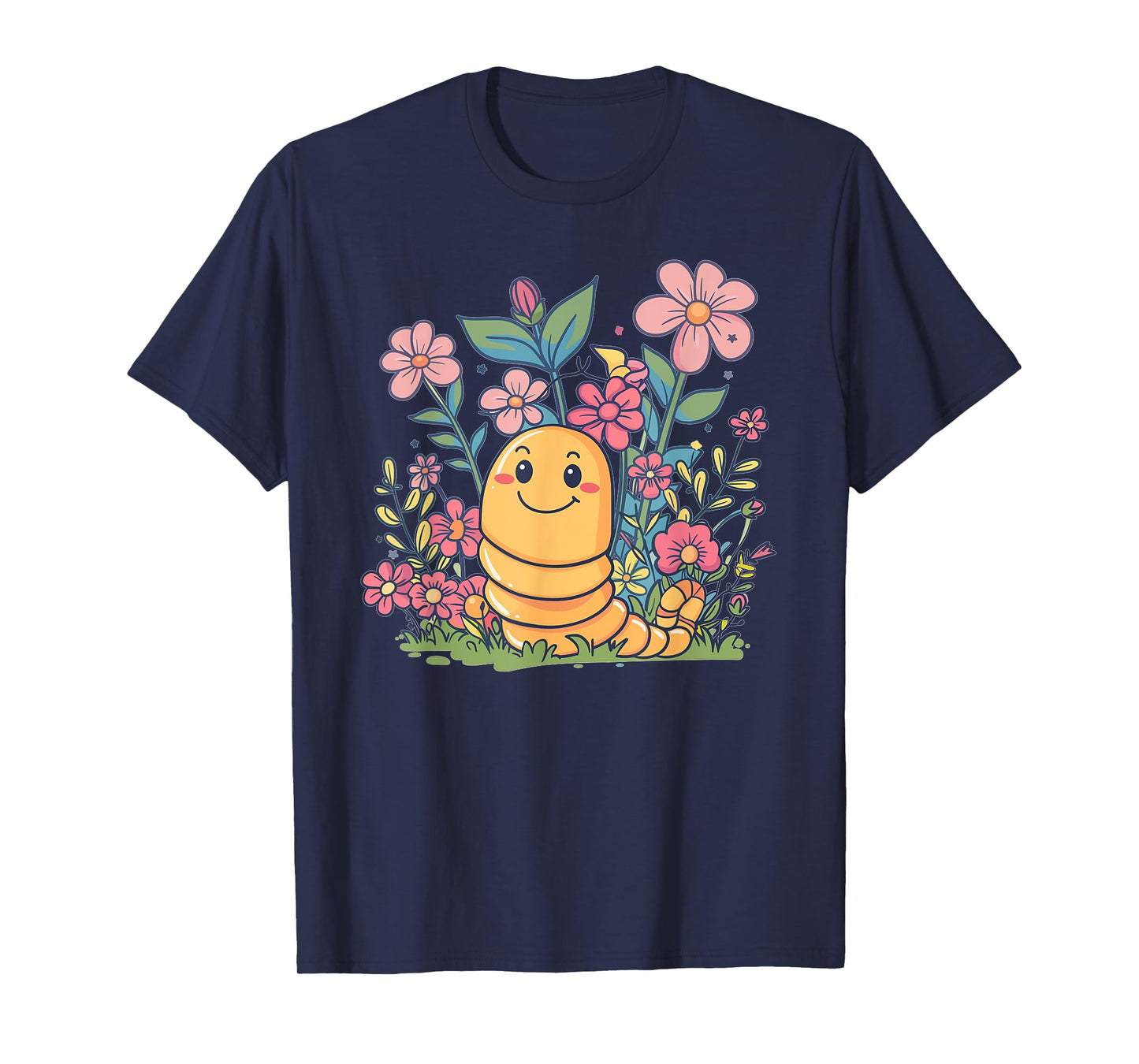 Cute Worm With Flowers I Kids Worm T-Shirt