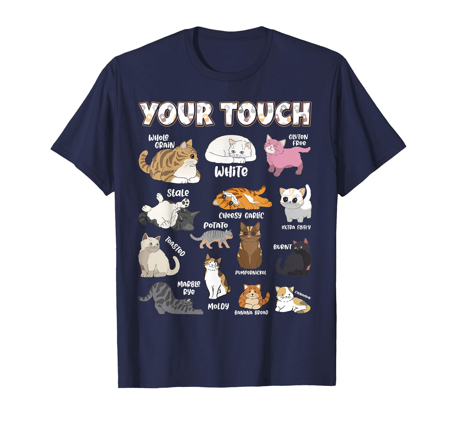 Bread Cats Variety Punny Cartoon Kitty Design T-Shirt