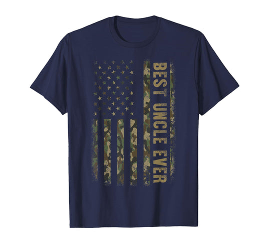 Best Uncle Ever Camouflage American Flag Father's Day T-Shirt