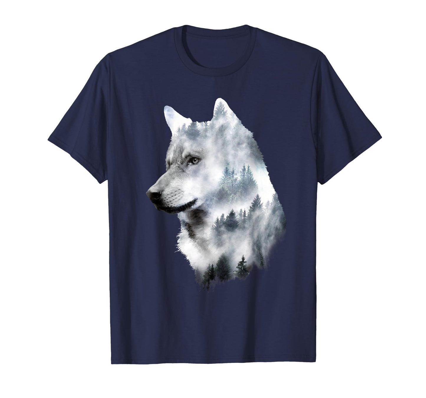 Double Exposure Wolf Wolves Lover Gift Artsy Animal Wildlife T-Shirt