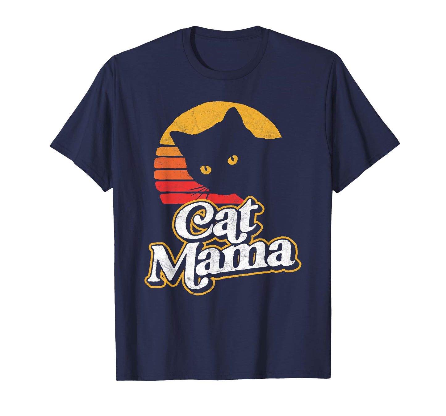 Cat Mama Vintage Eighties Style Cat Retro Distressed T-Shirt