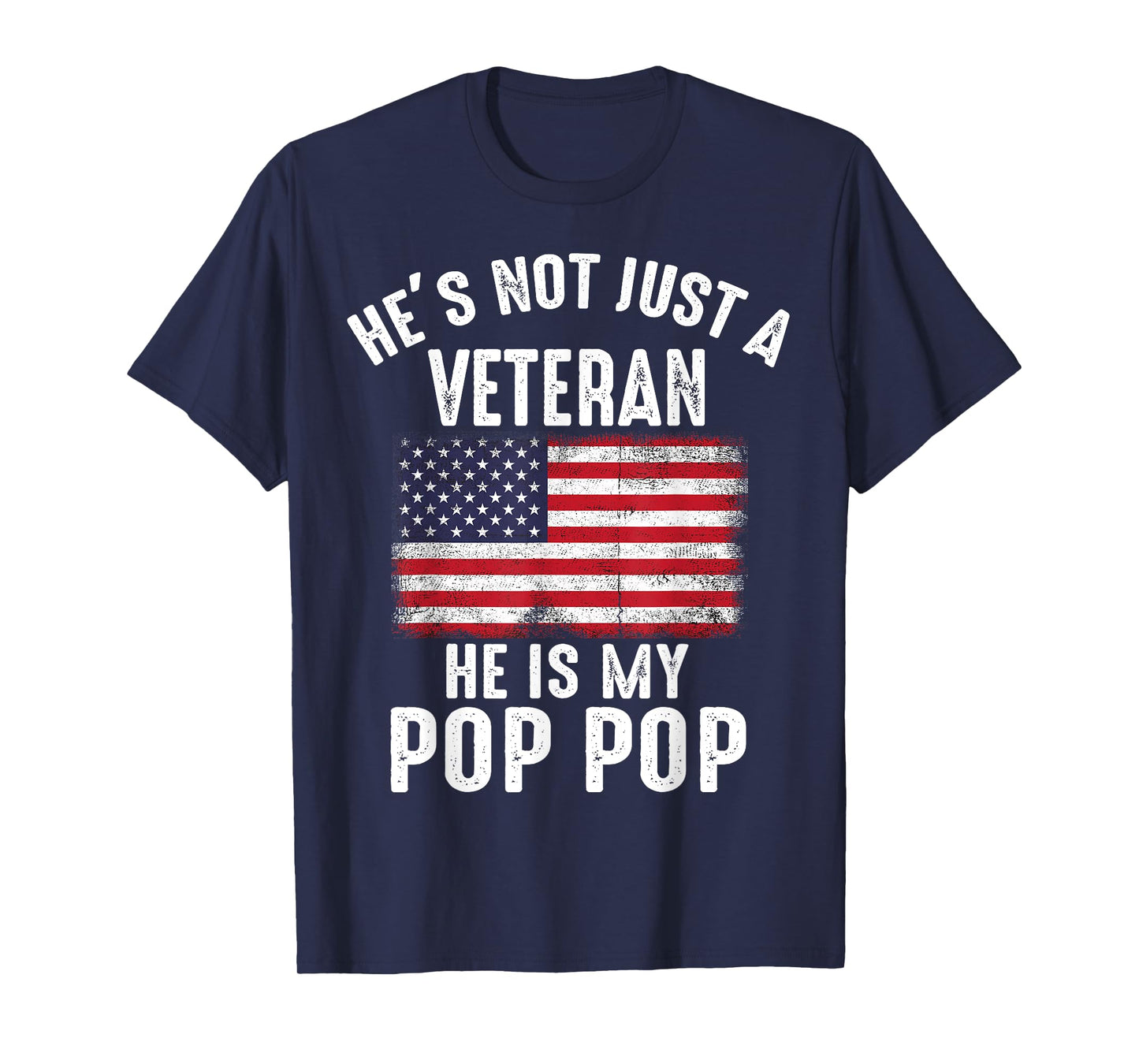 Proud Pop Pop Veteran Family Soldier American Flag Matching T-Shirt