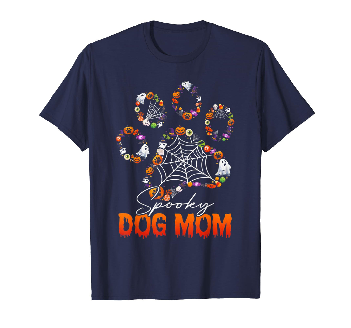 Spooky Dog Mom Cute Dog Paw Halloween T-Shirt