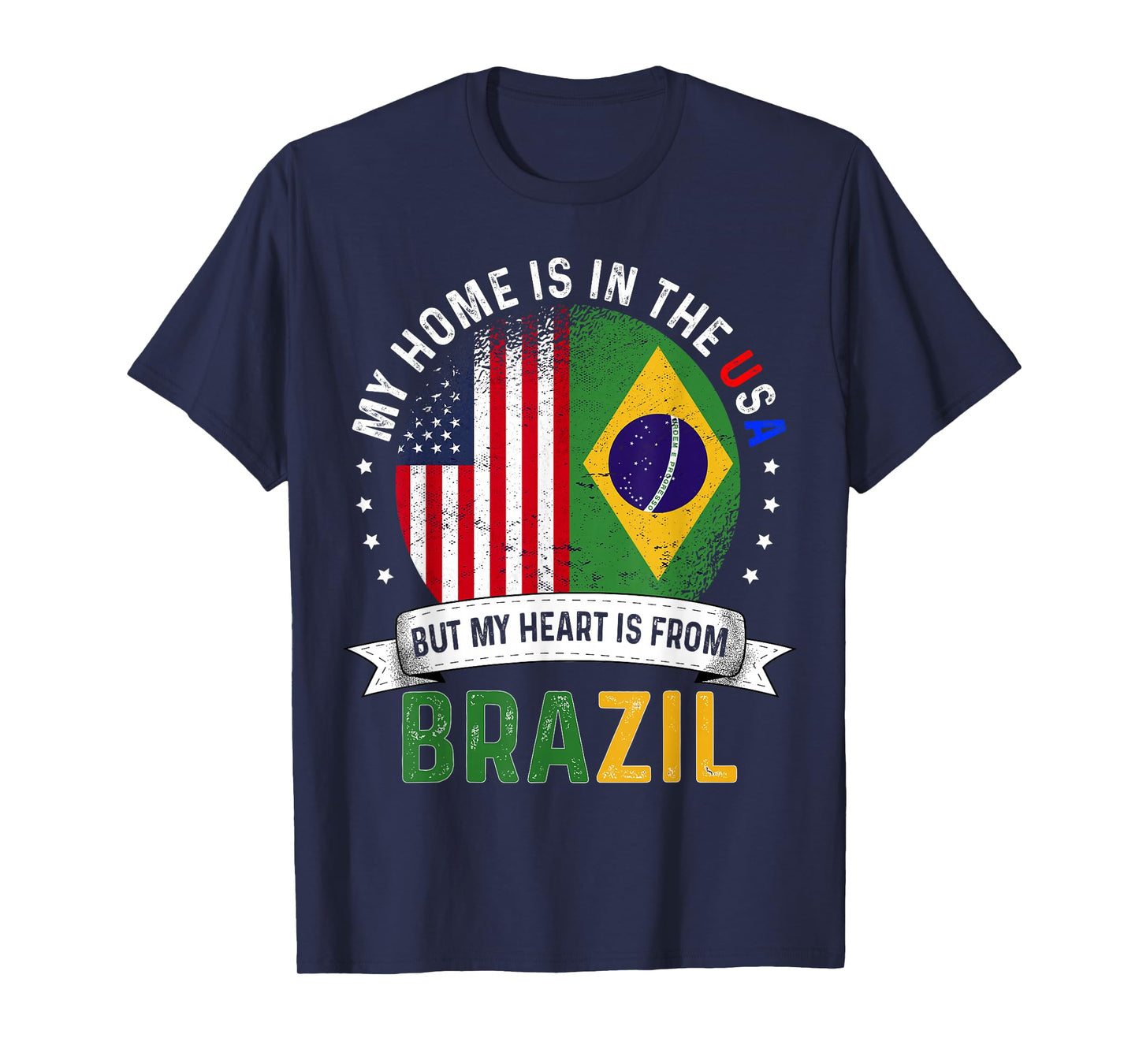 Brazilian American Patriot Heart is from Brazil Flag T-Shirt