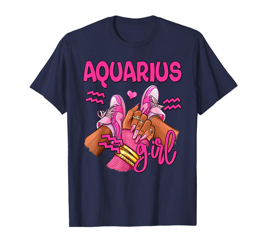 Aquarius Girl Birthday Queen Women Sneakers Zodiac Sign T-Shirt