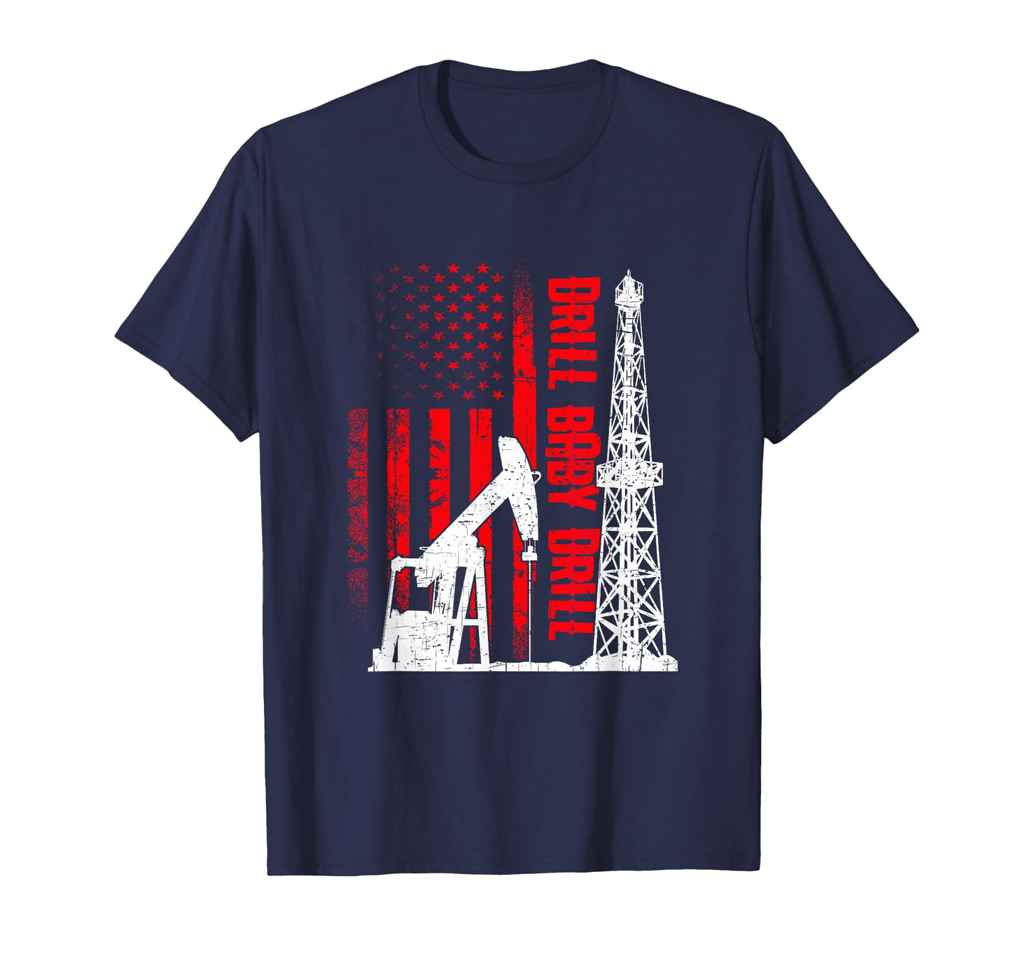 American Flag Oil Drilling Design Drill Baby Drill T-Shirt for Men - Black, Small