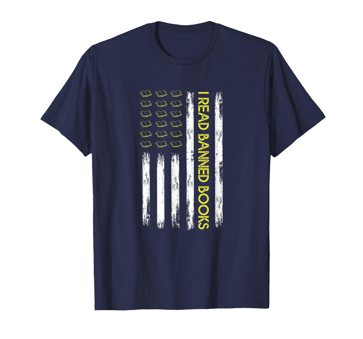 I Read Banned Books Retro USA Flag Reading Librarian Reader T-Shirt