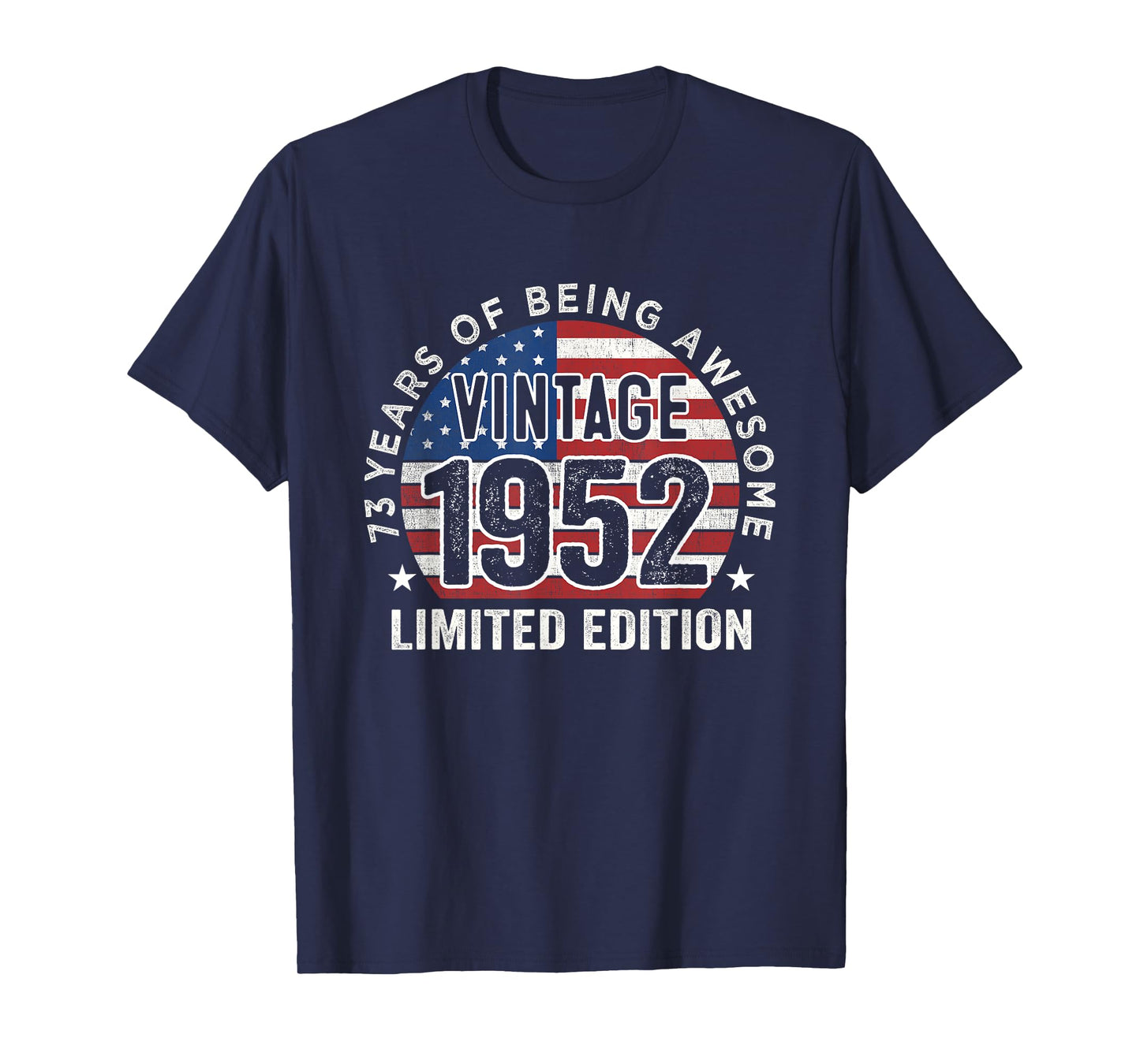73rd Birthday Gifts Men Vintage 1952 73 Years Old USA Flag T-Shirt