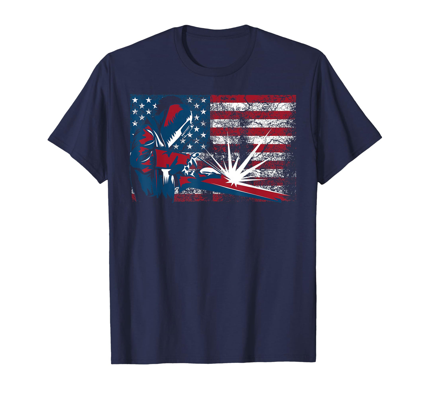 Welder American Flag | Cute Lit Operator Funny US Gift Women Girls Kids Men T-Shirt