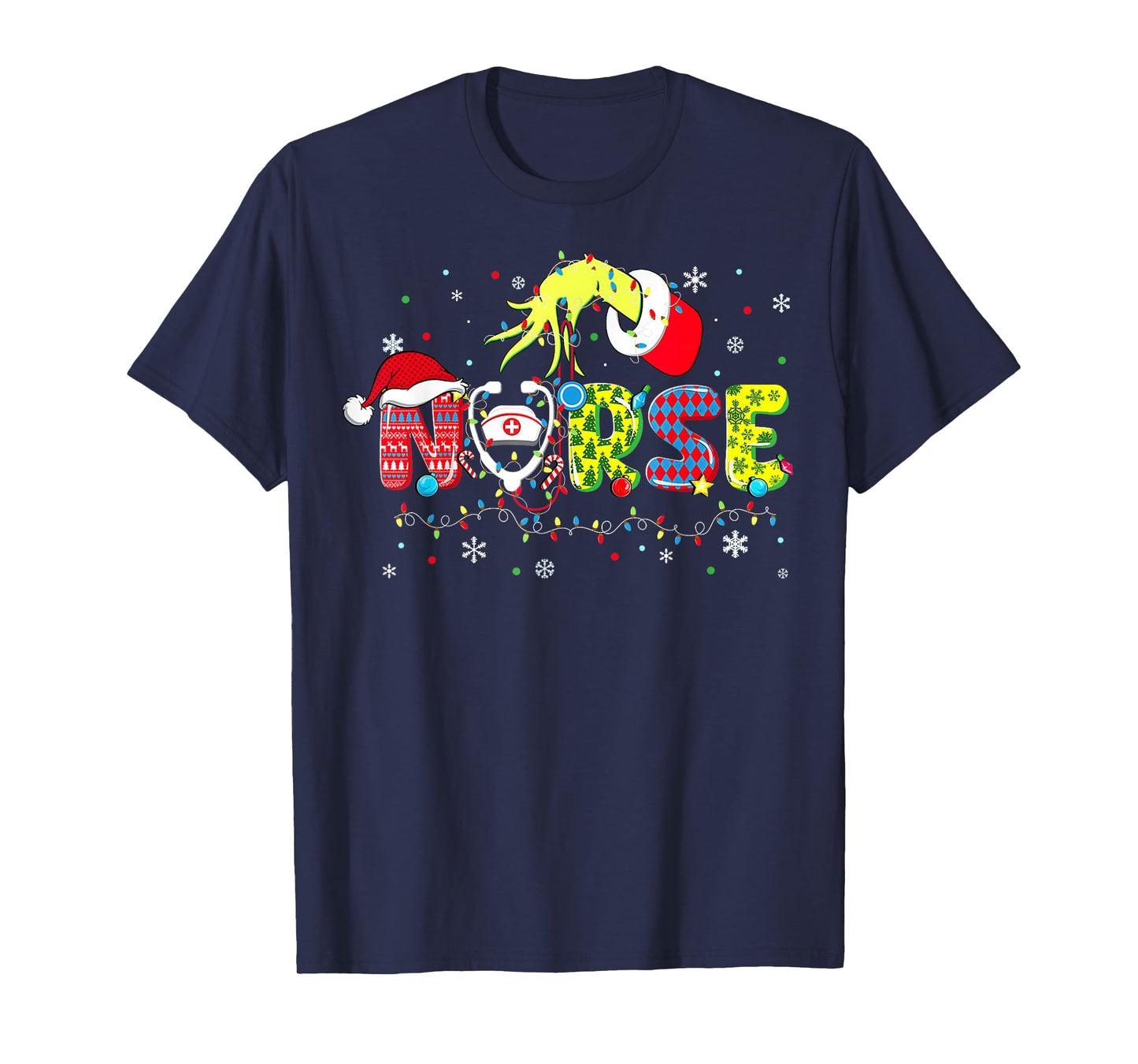 Groovy Nurse Christmas Xmas Santa RN CNA ICU Scurb Men Women T-Shirt
