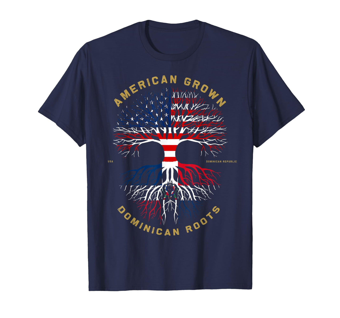 American Grown with Dominican Roots Tree USA Flag Gift T-Shirt
