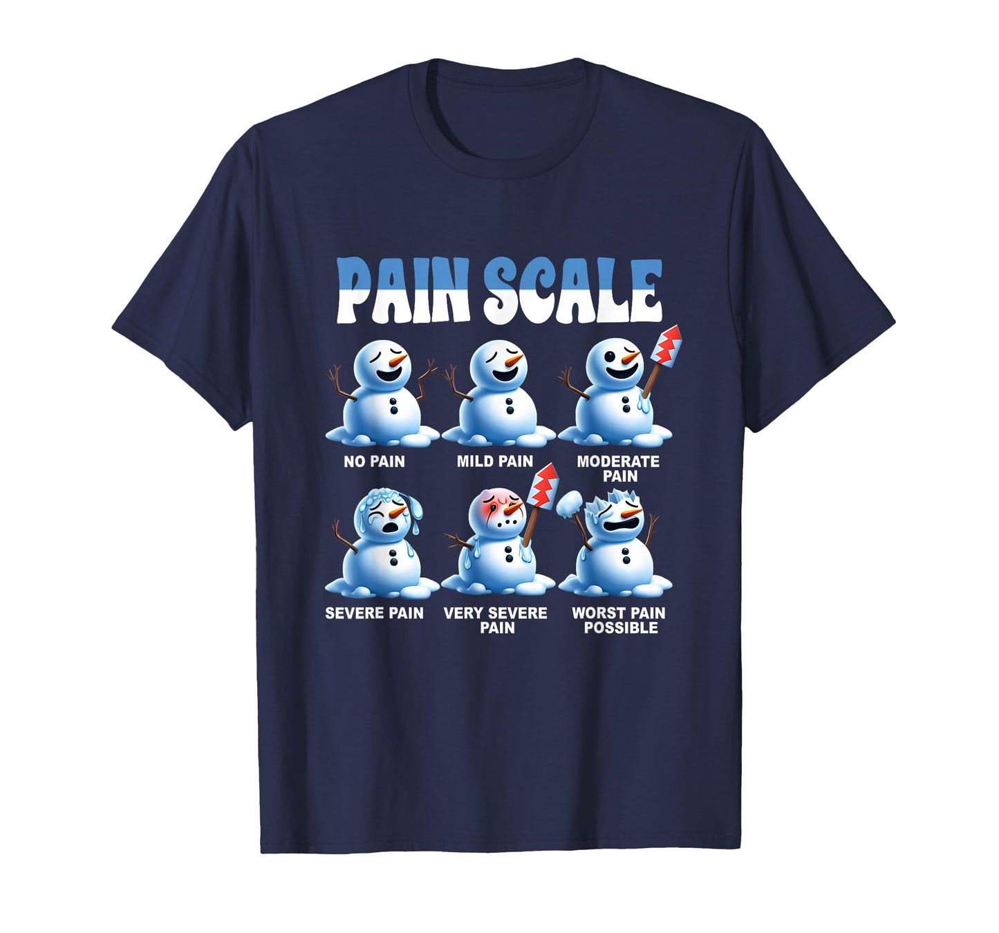 Pain Scale Snowman Nurse Medical Humor Christmas Healthcare T-Shirt