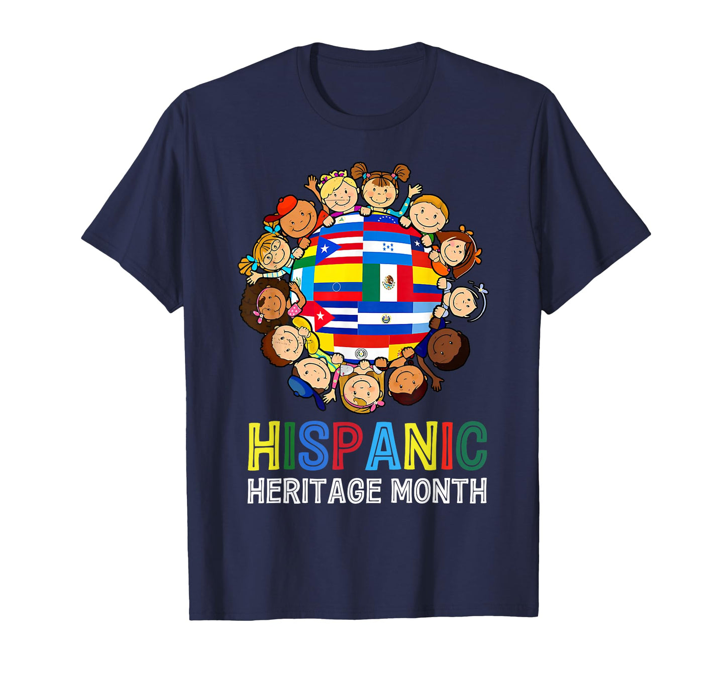 Hispanic Heritage Month Earth Childs Latin Flag Boy Girl Kid T-Shirt