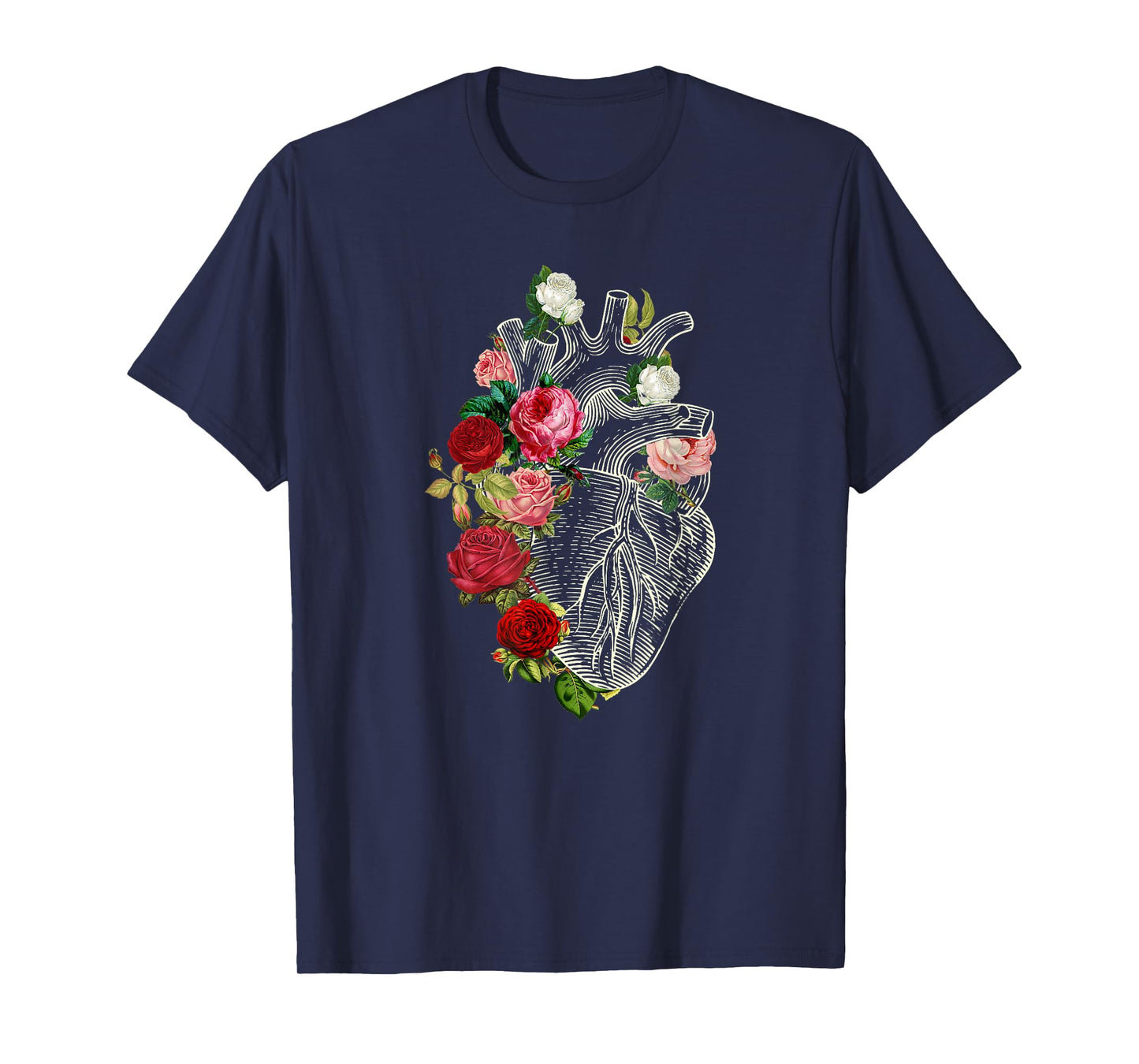Anatomical Heart Floral Organ Cardiology Cardiac Nurse T-Shirt