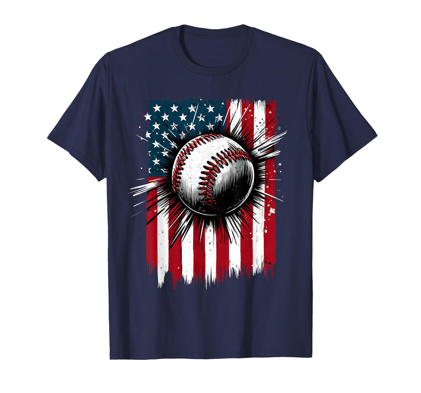 Patriotic Baseball 4th of July USA American Flag Men Boy Kid T-Shirt