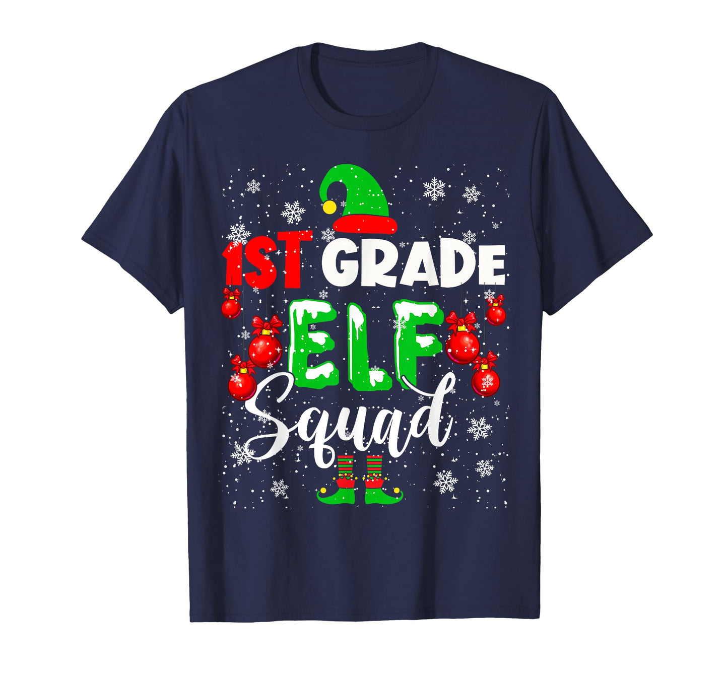 1st Grade ELF Squad Funny Christmas ELF Kids Teacher Group T-Shirt