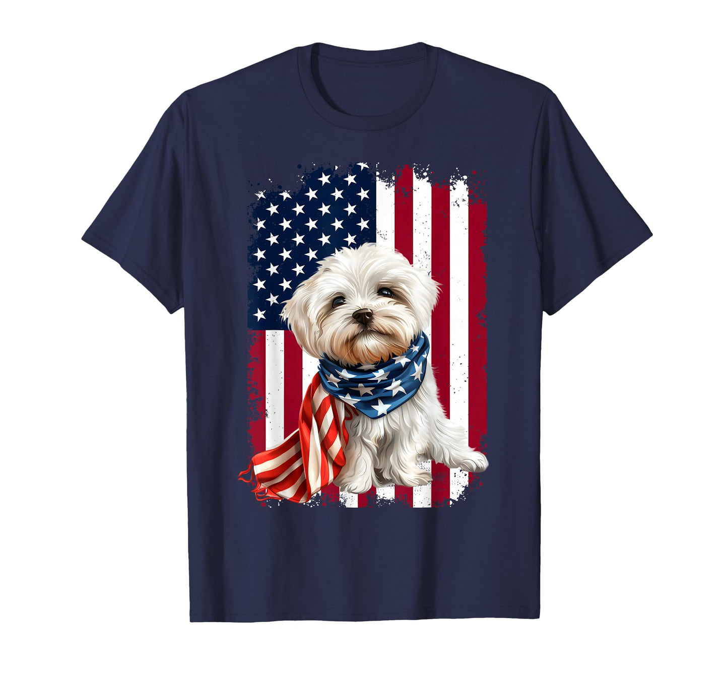 Maltese dog American Flag 4th Of July Maltese dog Lovers T-Shirt