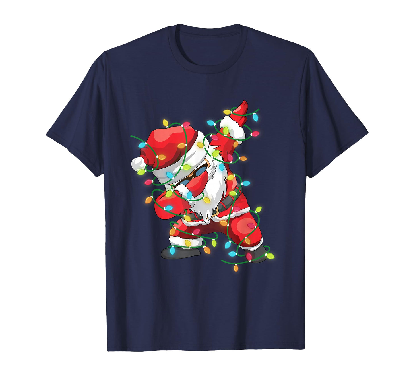 Dabbing Santa Claus Xmas Tree Lights Men Kids Boys Christmas T-Shirt