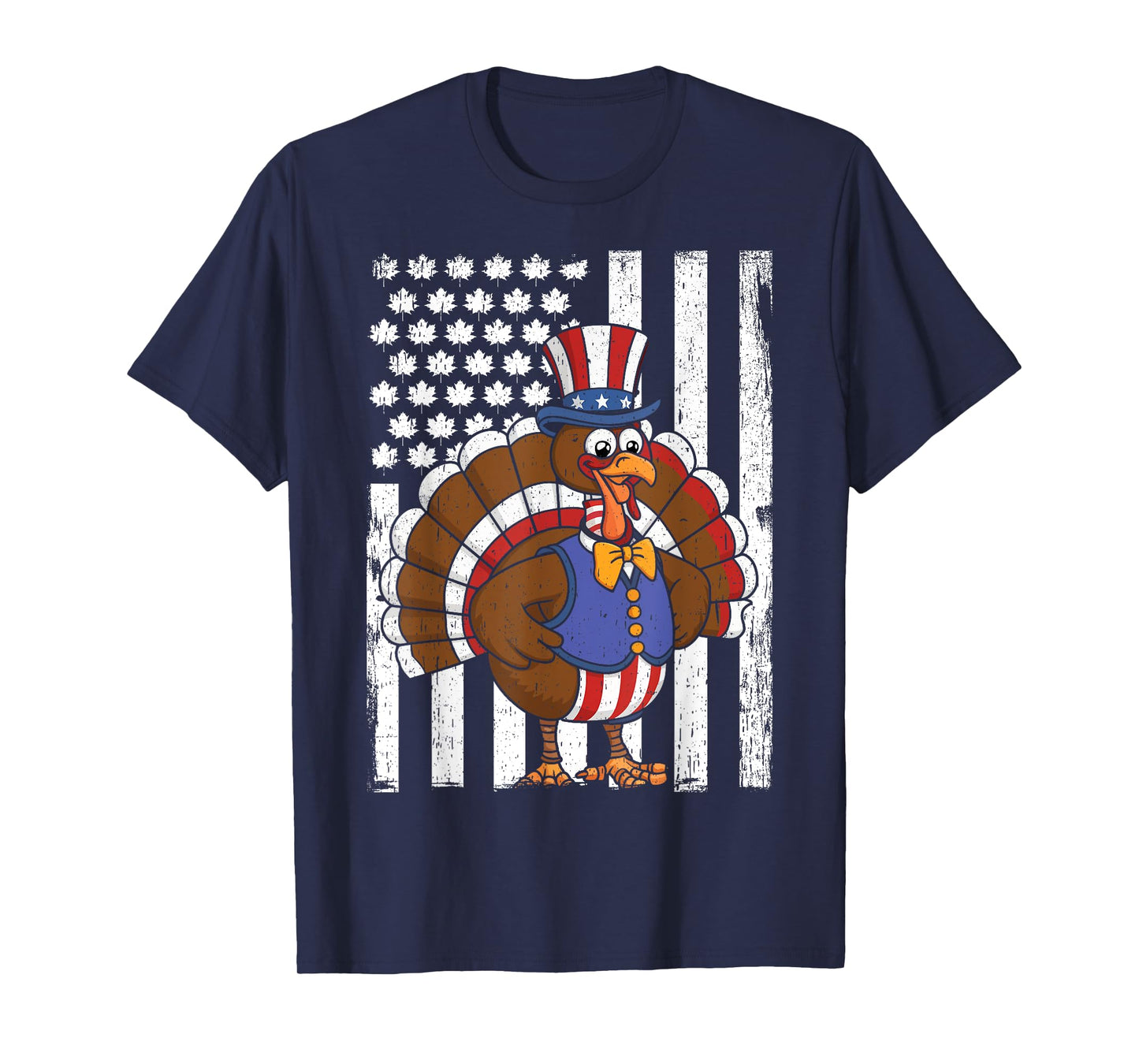 Happy Turkey Day Thanksgiving USA Flag Patriotic Funny T-Shirt