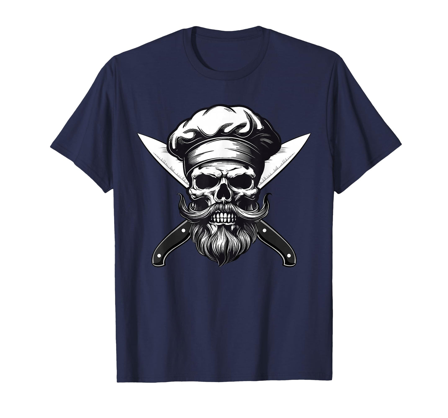 Chef Skull with Beard, Culinary Mens, Cook Skull T-Shirt