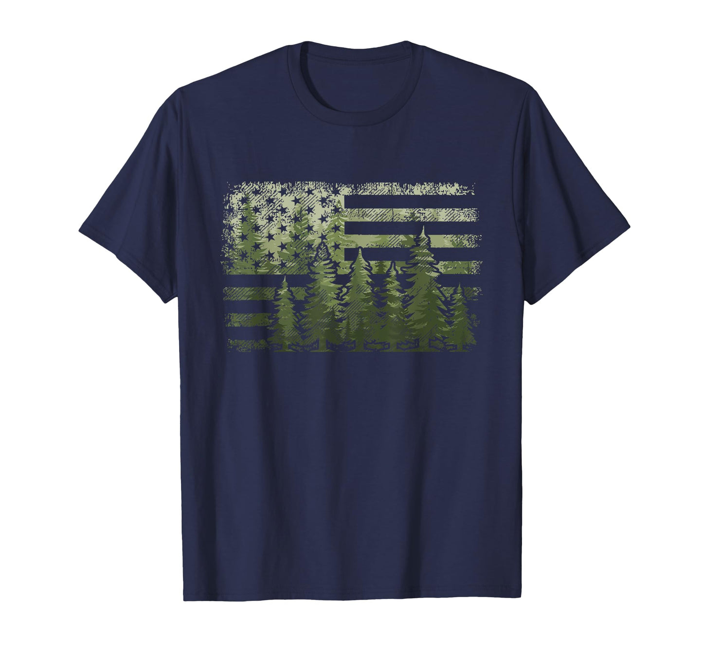 Trees USA Nature American Flag Forest T-Shirt