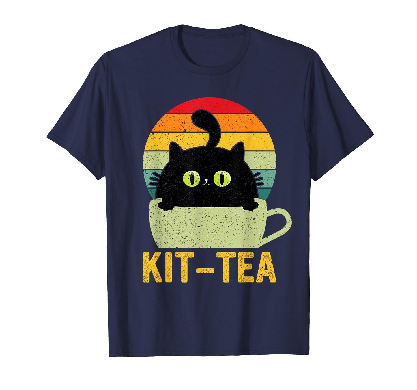Kit Tea Black Kitty Cat Tea Lover Men Women Girls Kids T-Shirt