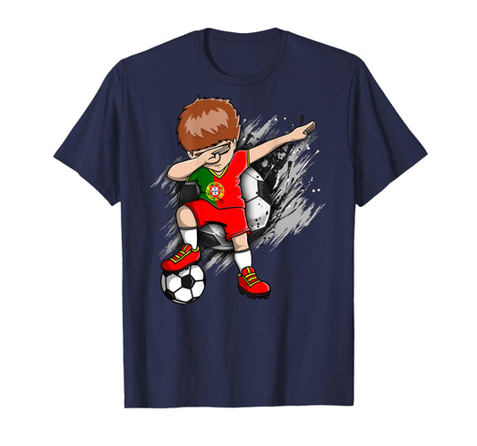 Dabbing Soccer Boy Portugal Jersey Portuguese Football Lover T-Shirt