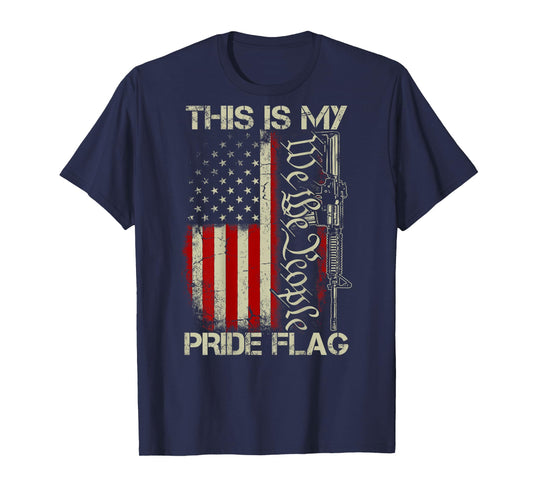 This is My Pride Flag USA Patriots Gun American Flag on Back T-Shirt